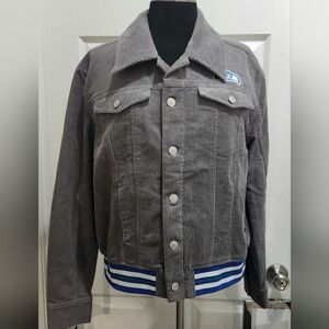 Seattle SeahawksvGray Corduroy Jacket in Throwback Colors